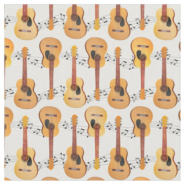 Tela Clásicas Acoustic Guitars Music Notes (De cerca)