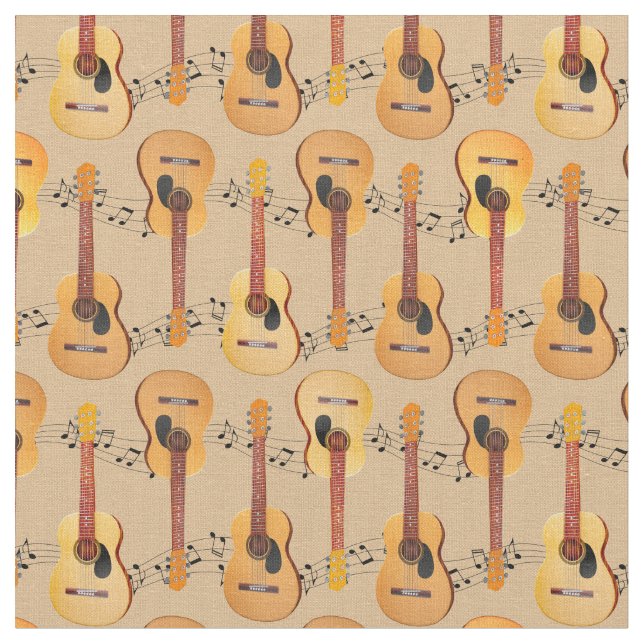 Tela Clásicas Acoustic Guitars Music Notes (De cerca)