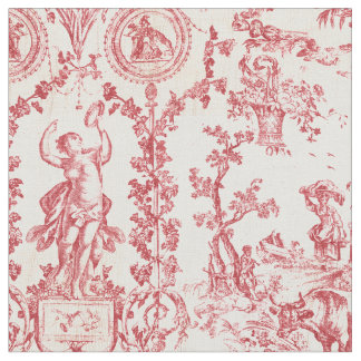 Tela Classy Elegant Vintage Red French Country Toile