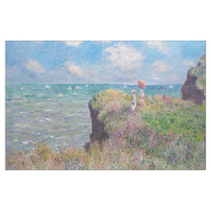 Tela Claude Monet - Paseo por el acantilado en Pourvill