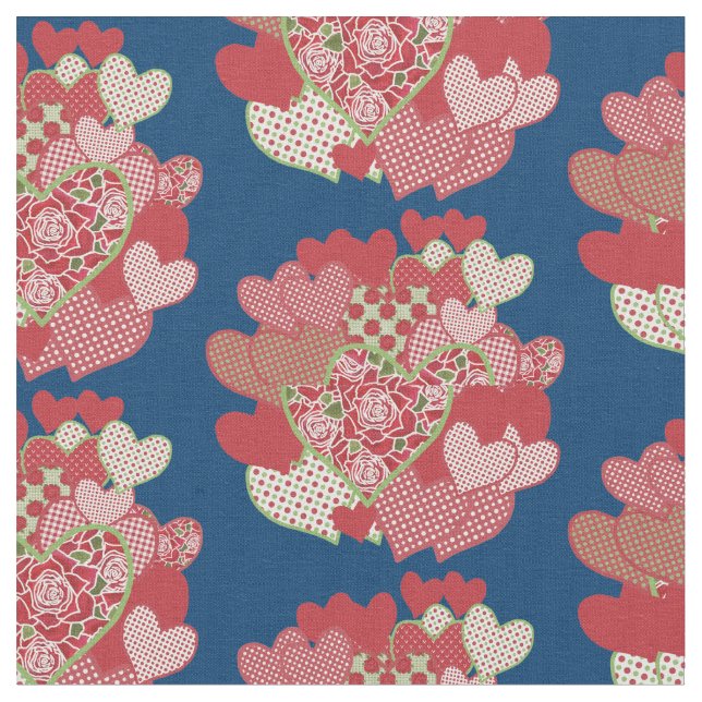Tela Clusters de tejido Personalizado de Corazones y Ro (De cerca)
