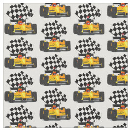 Tela Coche de raza amarilla con bandera verificada