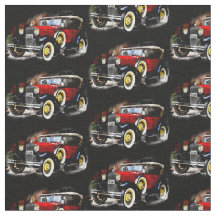 Coche rojo vintage en negro