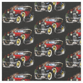 Tela Coche rojo vintage en negro 