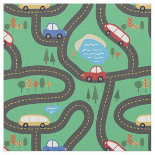 Tela Coches rojos y azules - mapa de camino de los