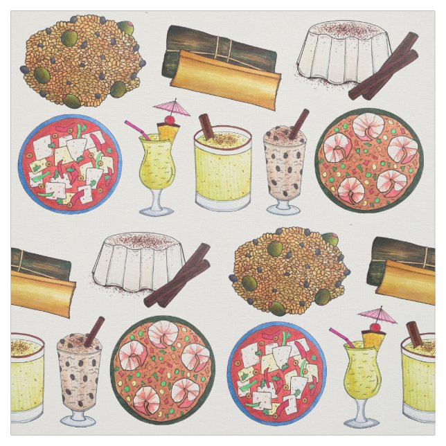 Tela Cocina puertorriqueña Pasteles Arroz con Dulce (Retal)