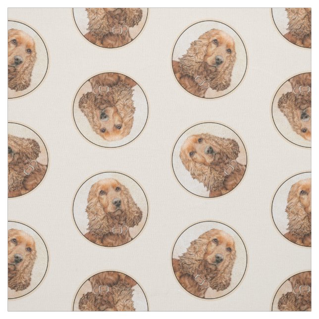 Tela Cocker español pintura original de perro (Retal)