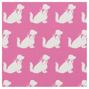 Tela Cocker Spaniel Dog Silhouette Mascota Pink
