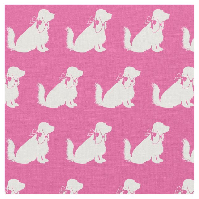 Tela Cocker Spaniel Dog Silhouette Mascota Pink (De cerca)