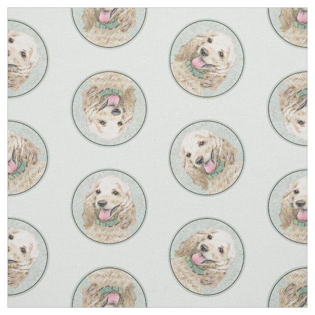 Tela Cocker Spaniel Pintura Buff Gold Original Dog Art (Retal)