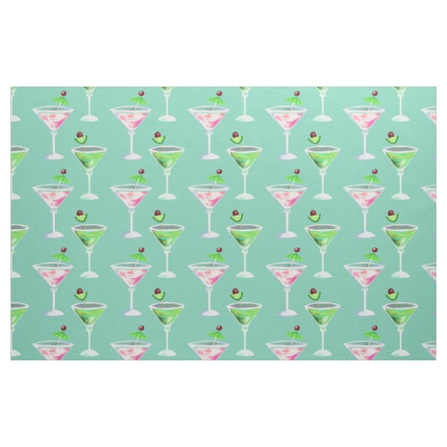 Tela Cócteles rosados y verdes ("Cuarto gordo" (fat quarter))