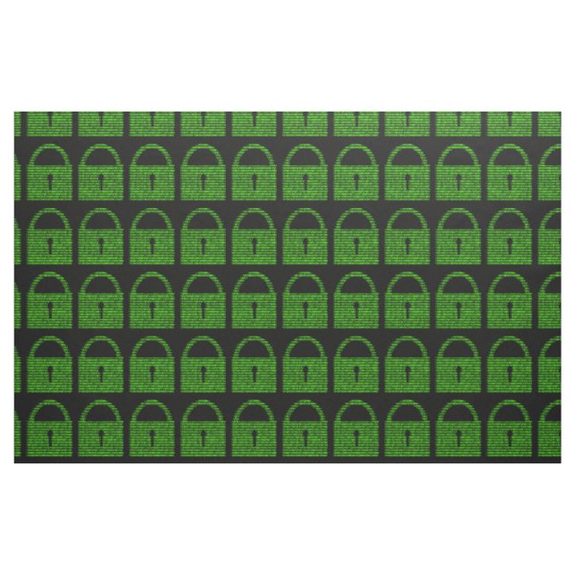 Tela Código de PC de Padlock - Verde sobre negro ("Cuarto gordo" (fat quarter))