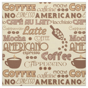 Tela Coffee Words Fabric
