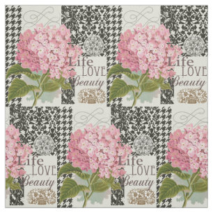 Tela Colaje de Hortensia Rosa Chic Arte de Damasco Vint