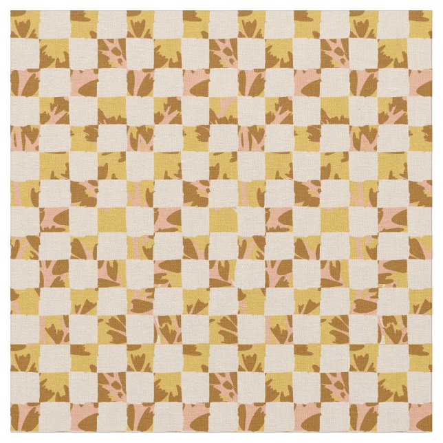Tela colcha de cuadros de sakura - rosa amarillo marrón (De cerca)