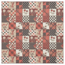 Colcha de granja Cottagecore de remiendo roja vint