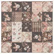 Colcha de granja Cottagecore marrón rosa vintage