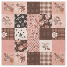 Colcha de granja Cottagecore marrón rosa vintage