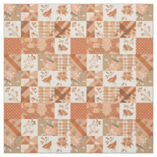 Tela Colcha de otoño de patchwork de terracota cálida