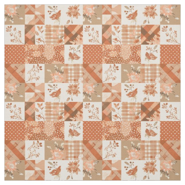Tela Colcha de otoño de patchwork de terracota cálida (Retal)