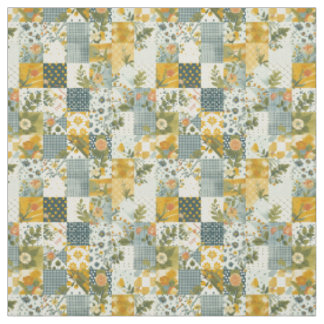 Tela Colcha de retazos azul amarillo verde vintage