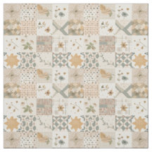 Colcha de retazos beige terroso Cottagecore vintag