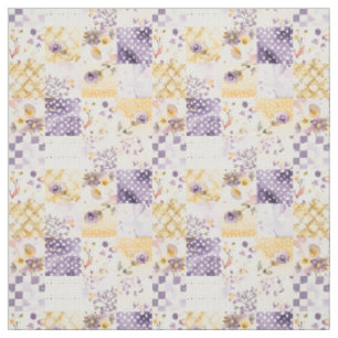 Tela Colcha Vintage de Parche de Amarillo Lila Pastel