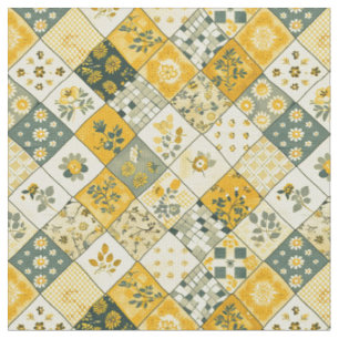 Tela Colcha Vintage de Parche de Amarillo Pastel