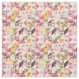 Tela Colcha Vintage de Parche de Amarillo Rosa Pastel