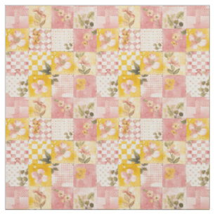 Tela Colcha Vintage de Parche de Rosa Pastel Amarillo