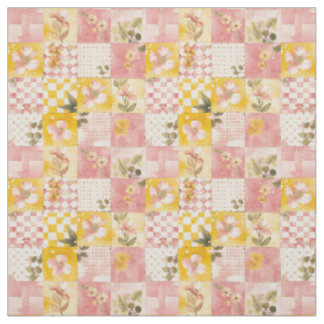Tela Colcha Vintage de Parche de Rosa Pastel Amarillo