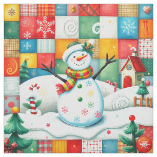 Tela Colcha Vista Parche Mosaico Navidad Muñeco de Niev