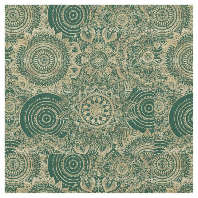 Tela Colección Green Gold Mandala (De cerca)