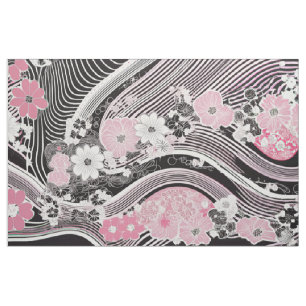 Tela Colección HANNAH   Moderno rosa y negro japonés