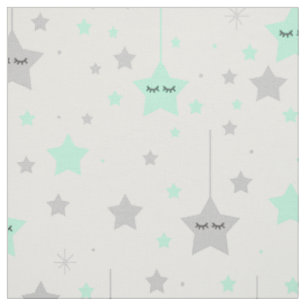 Tela Colgando Sleepy Eyes Stars Mint Green Gray