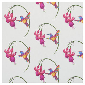 Tela Colibrí con el flor fucsia