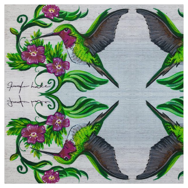 Tela Colibrí en flores rosas (Retal)