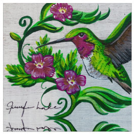 Tela Colibrí en flores rosas