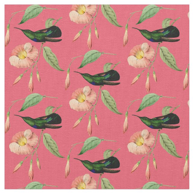 Tela Colibrí verde vintage (De cerca)