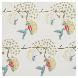 Tela Colibríes Tazas de Té Jardín Floral de Primavera