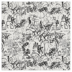 Tela Collage abstracto de graffiti negro y blanco