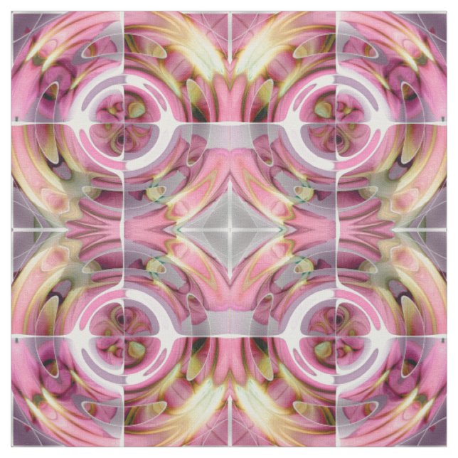 Tela Collage abstracto de mandarina y rosa (Retal)