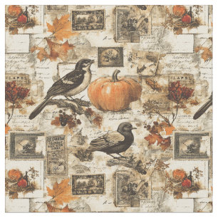 Tela Collage de Ephemera de Otoño Vintage   Aves Rústic