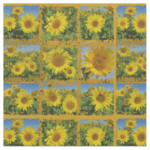 Tela Collage de girasoles amarillos en verano