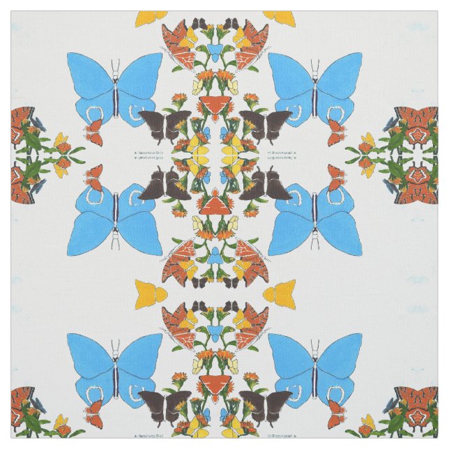 Tela Collage de mariposa cúrcuta Espejo Algodón de Pima (Retal)