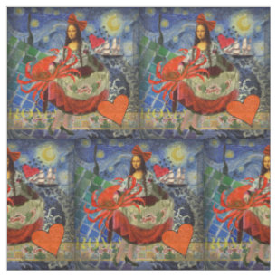 Tela Collage de Mona Lisa Noche Estrellada: Surrealista
