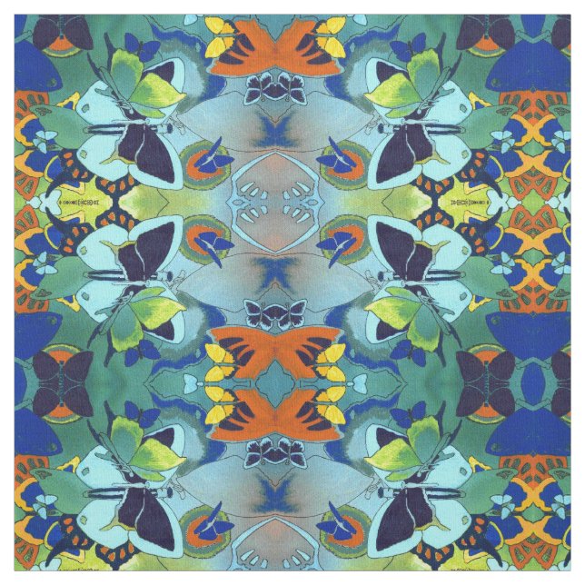 Tela Collage de mosaico de mariposa único Algodón de pi (Retal)