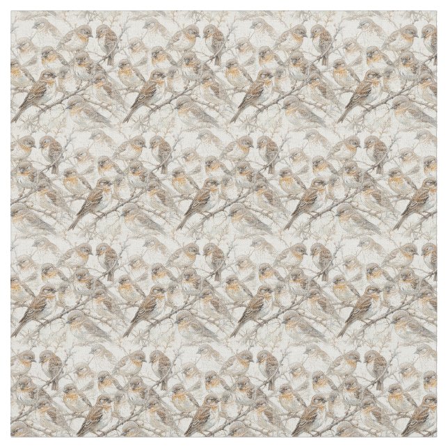 Tela Collage de pájaro pequeño marrón (De cerca)