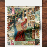 Tela Collage de Papá Victoriano con Niños<br><div class="desc">El collage de vacaciones vintage festivo de tono jovial presenta escenas de la feliz Navidad Padre trayendo regalos a los niños victorianos bonitos.</div>