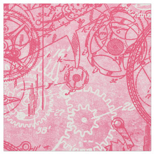 Tela Collage de relojería rosa